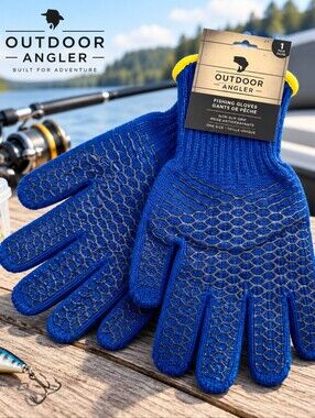 Outdoor Angler Non-Slip Fishing Grip Gloves Blue NWT One Size